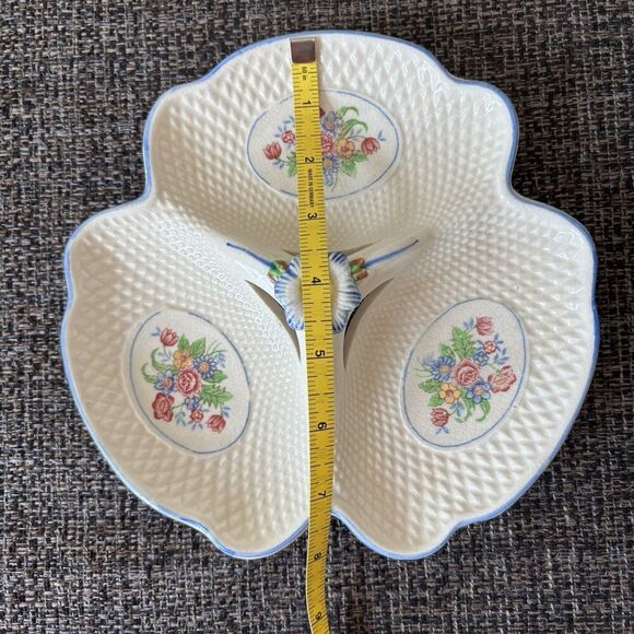 UNBRANDED Vintage Ceramic Floral 3 Section Relish Dish Tray W/Handle 8” Japan - Picture 4 of 15